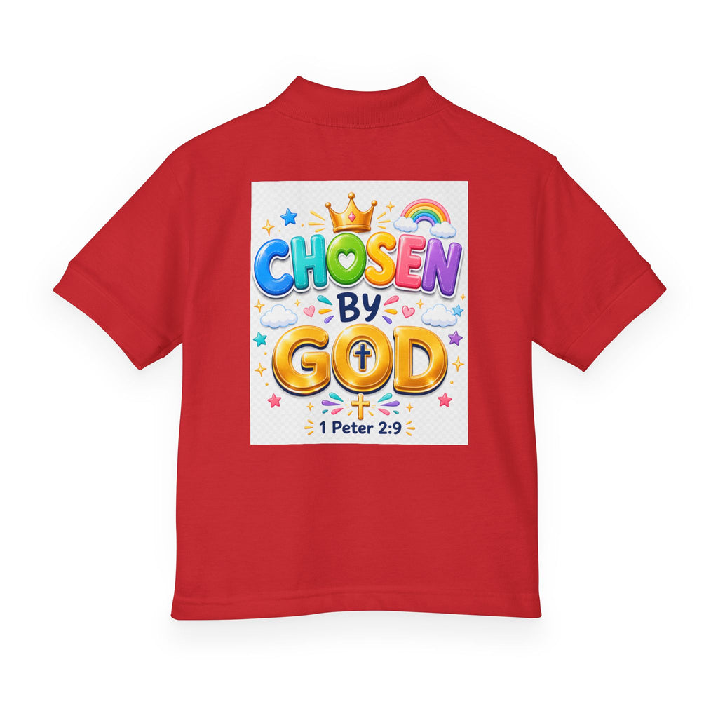 Christian Kids Polo Shirt – "Chosen by God" 1 Peter 2:9 Youth Scripture Tee