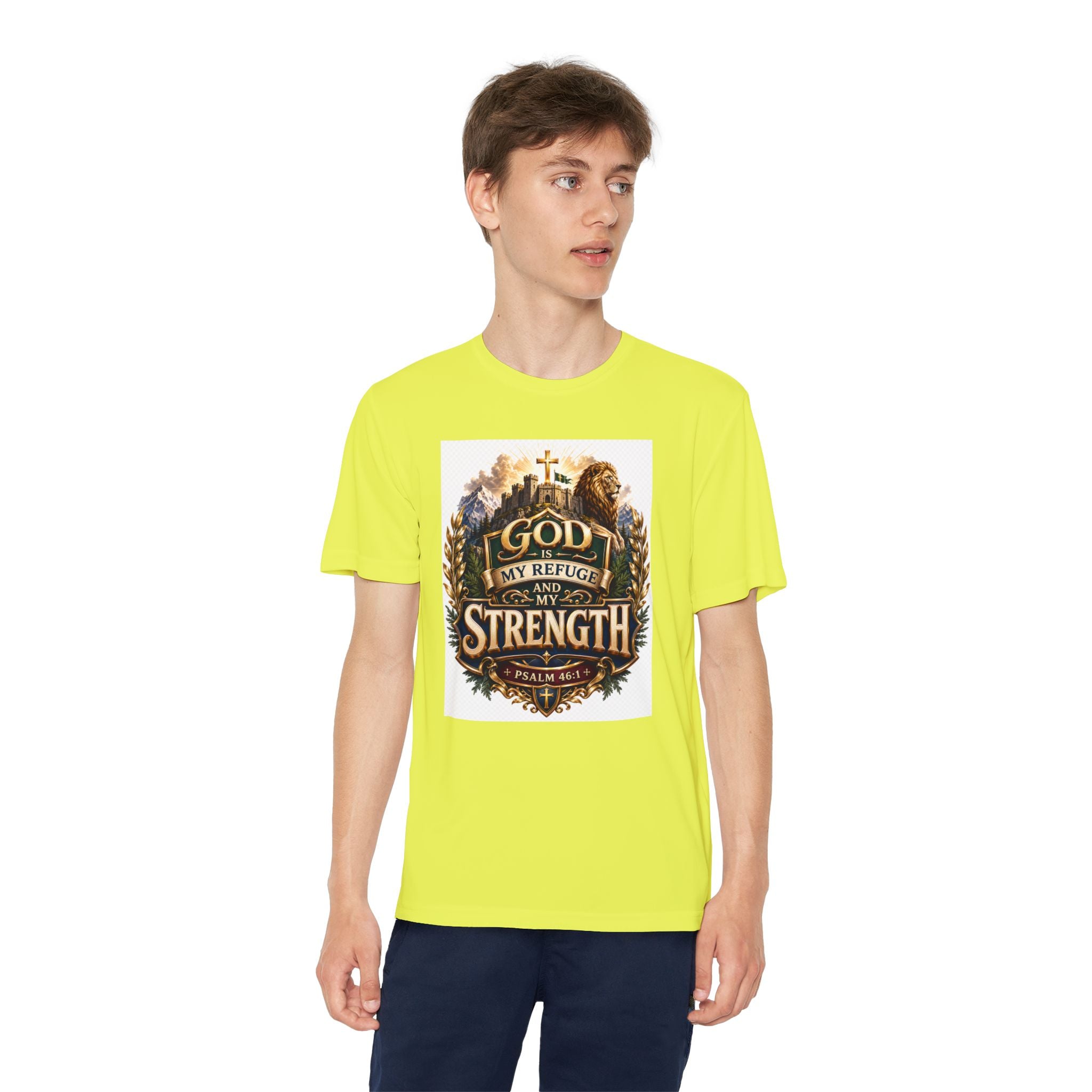 Faith Youth T‑Shirt — "God My Refuge and Strength" Christian Tee (Psalm 46:1)