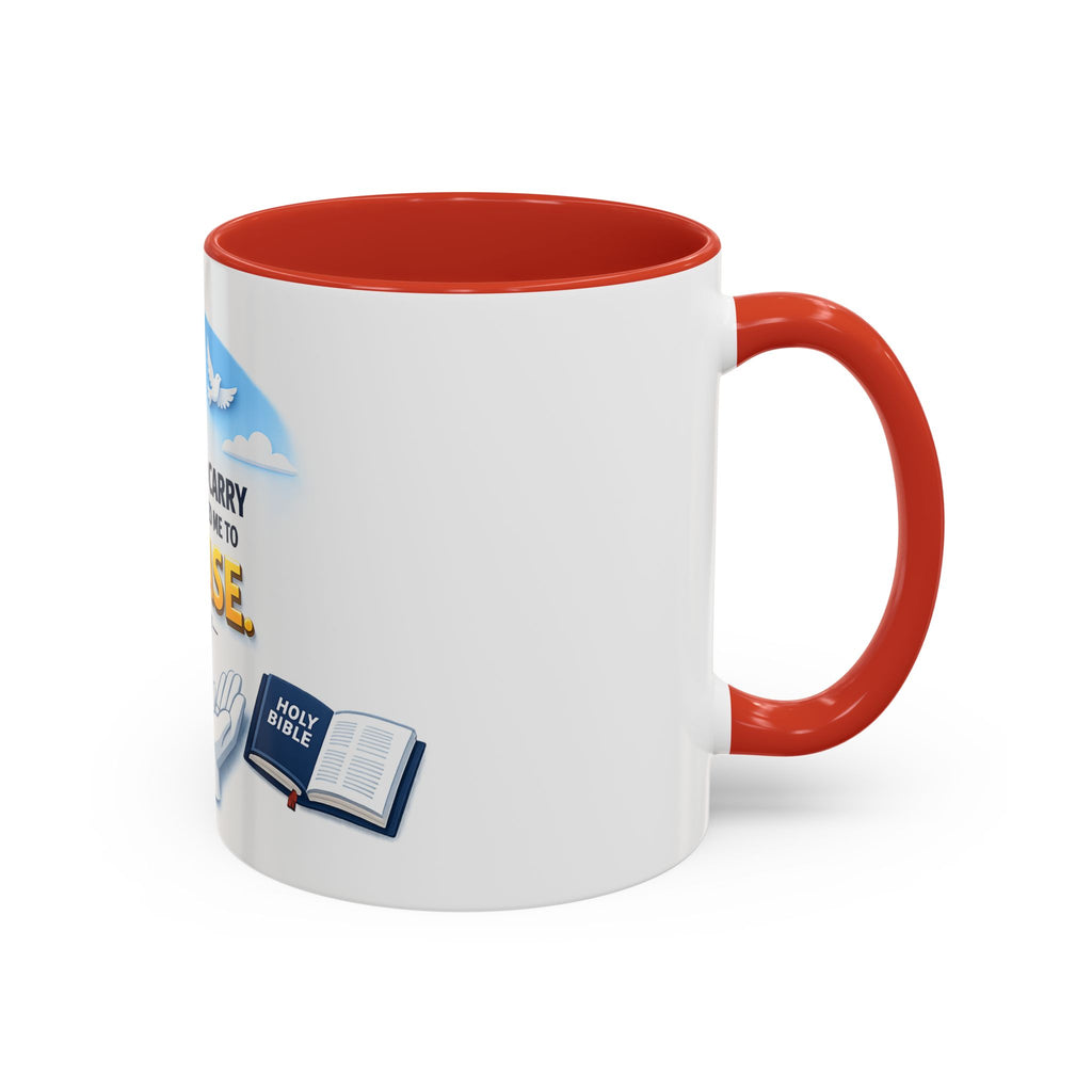 Christian Bible Verse Accent Mug – "Cast Your Burdens" 1 Peter 5:7 Inspirational Coffee Cup (11oz & 15oz)