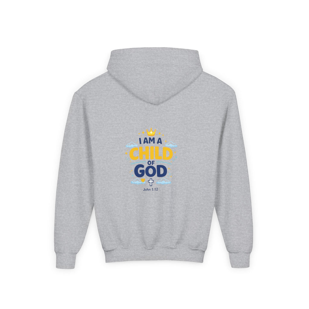Youth Hoodie — "I Am a Child of God" Christian Kids Pullover (John 1:12)