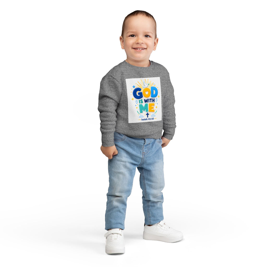 Toddler Sweatshirt - "God Is With Me" Isaiah 41:10 Cute Christian Kids Pullover