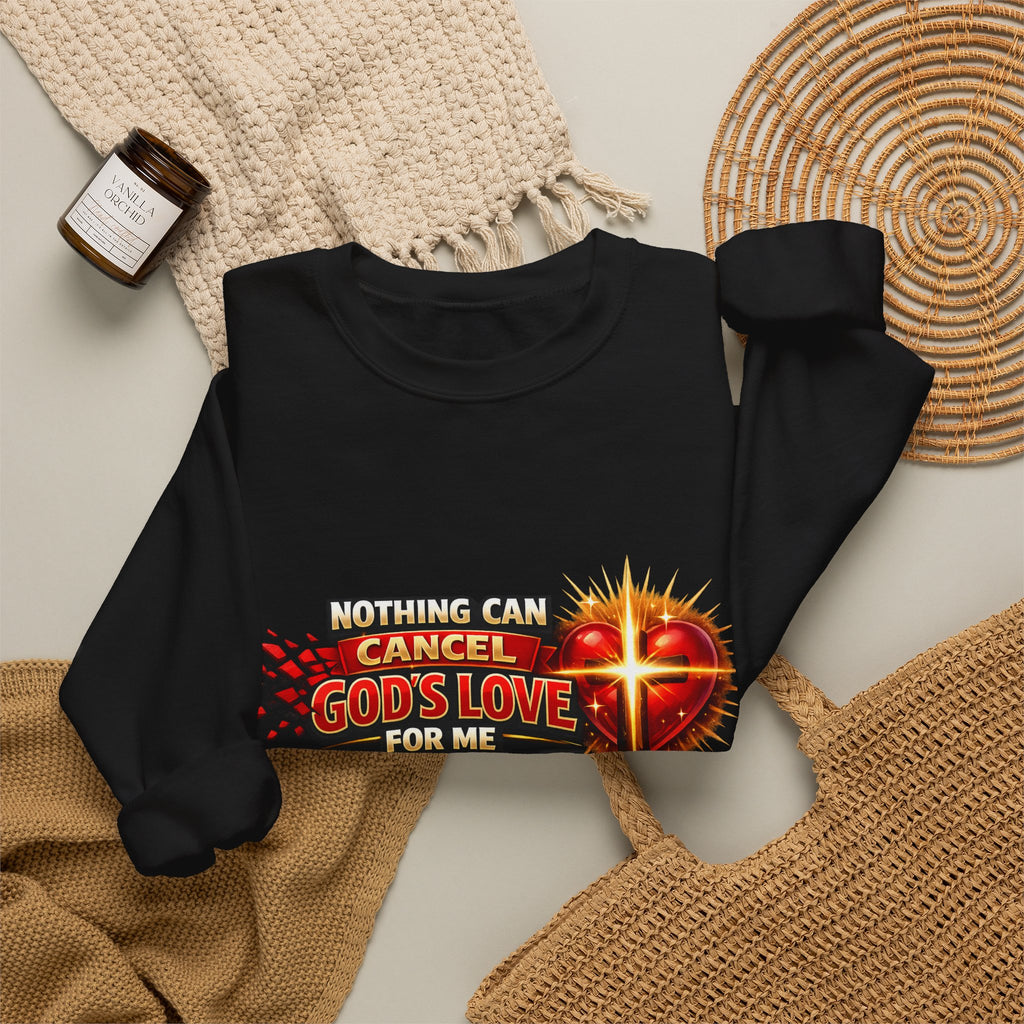 Christian Faith Crewneck Sweatshirt – "Nothing Can Cancel God's Love for Me" Inspirational Ministry Pullover