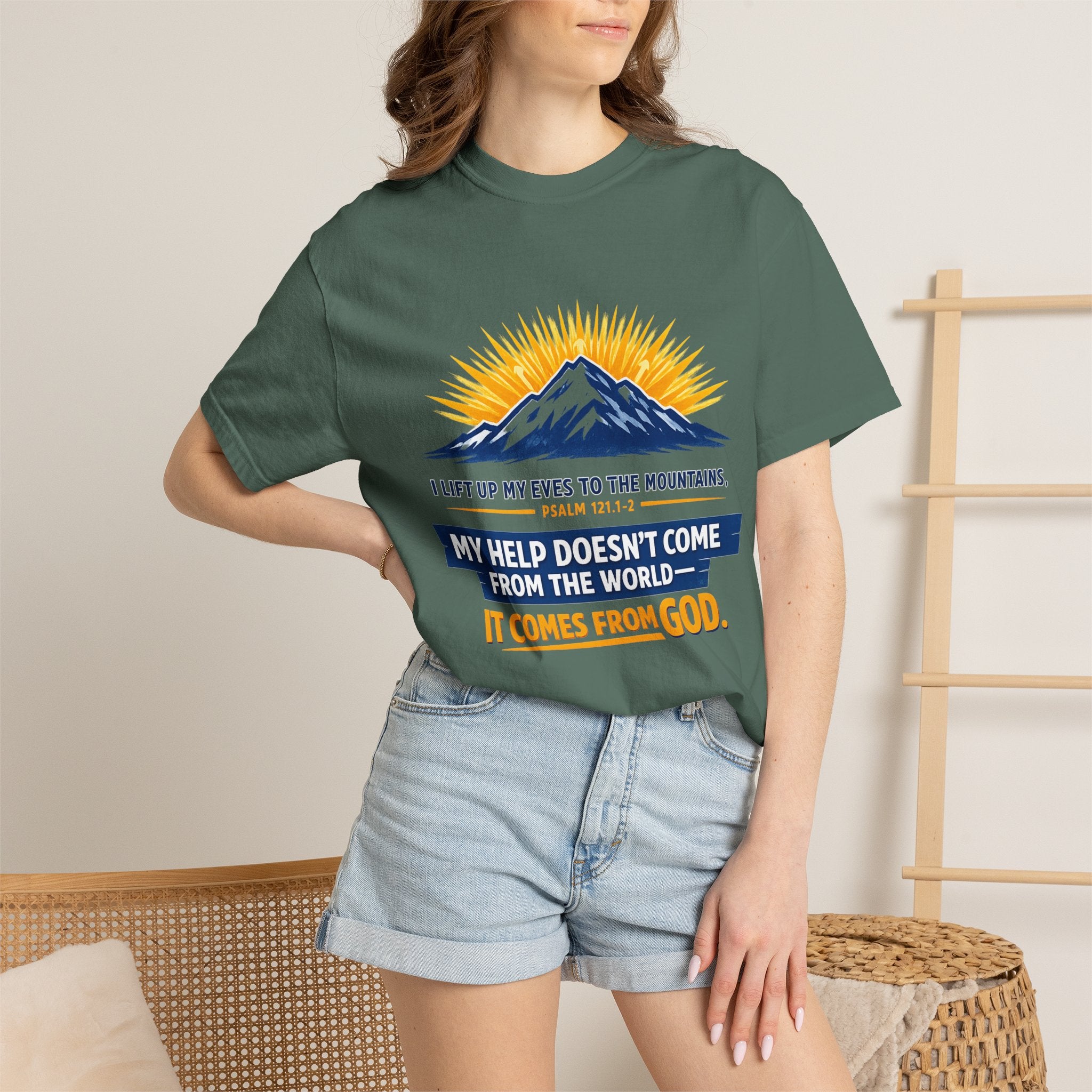 Christian Mountain T-Shirt – "My Help Comes From God" Inspirational Scripture Faith Tee