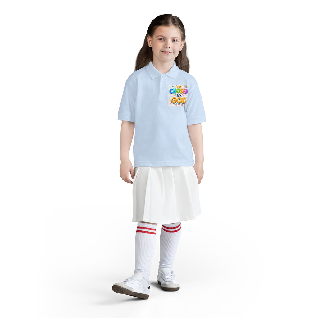 Christian Kids Polo Shirt – "Chosen by God" 1 Peter 2:9 Youth Scripture Tee