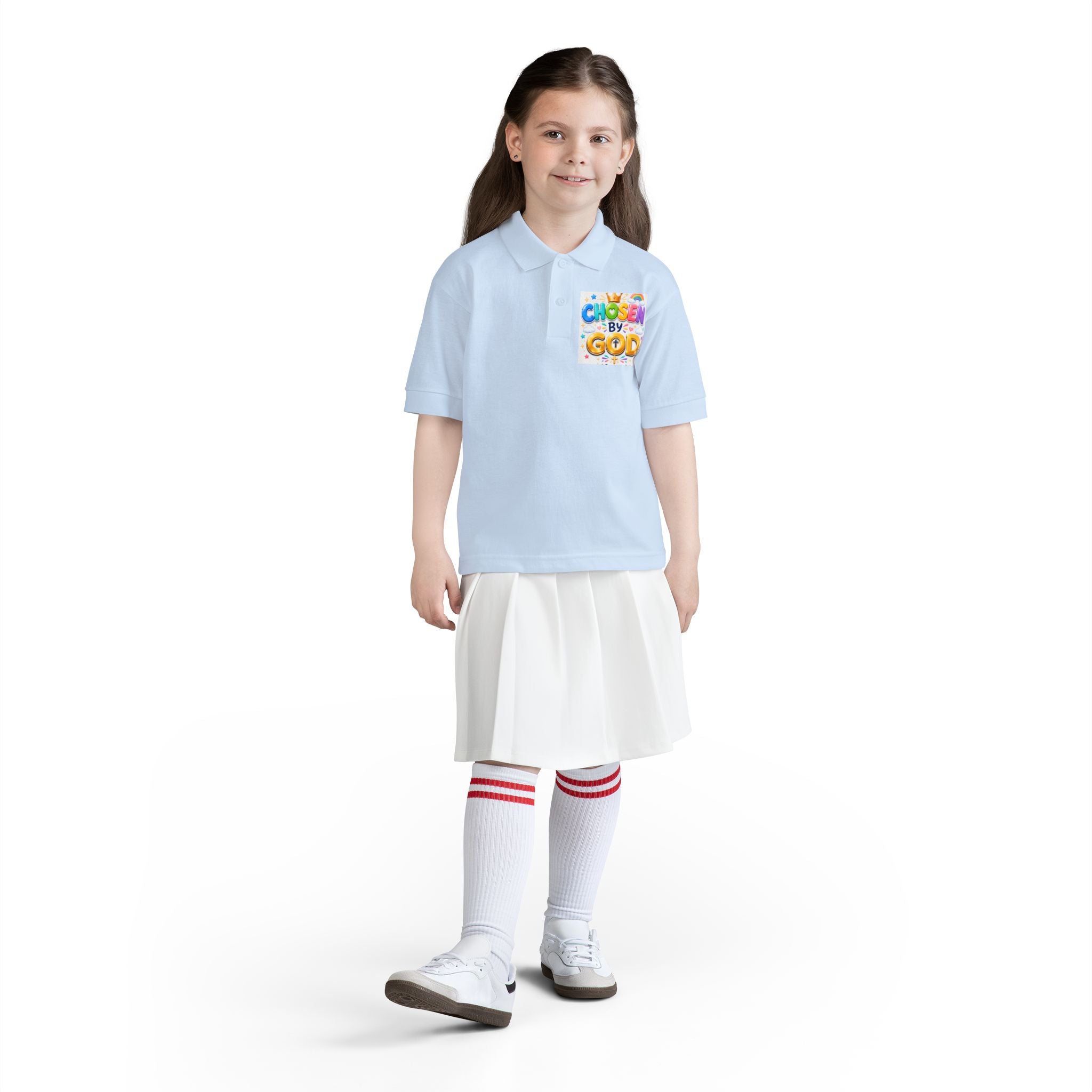 Christian Kids Polo Shirt – "Chosen by God" 1 Peter 2:9 Youth Scripture Tee