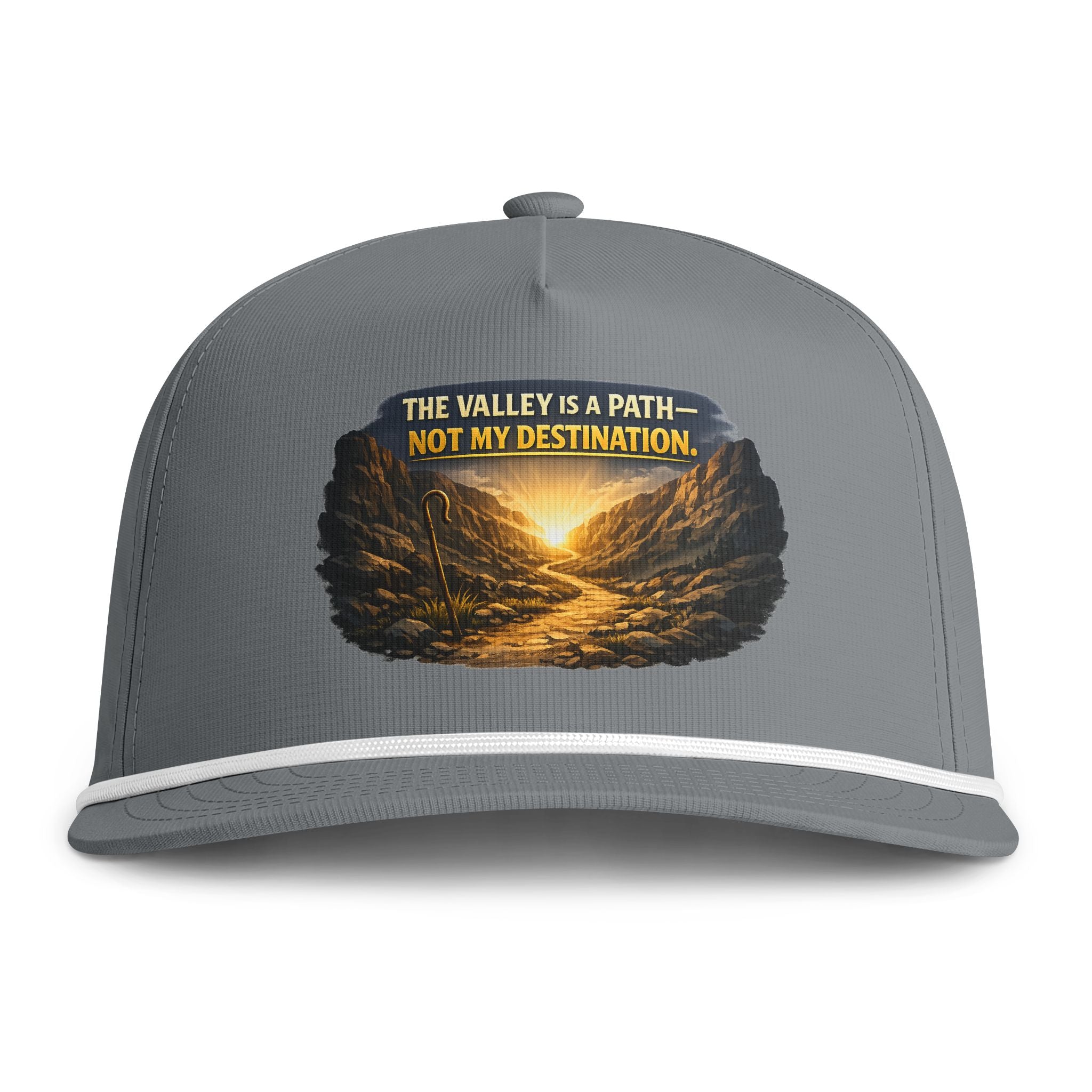 Christian Embroidered Trucker Hat – "The Valley Is a Path, Not My Destination" Faith Snapback Cap