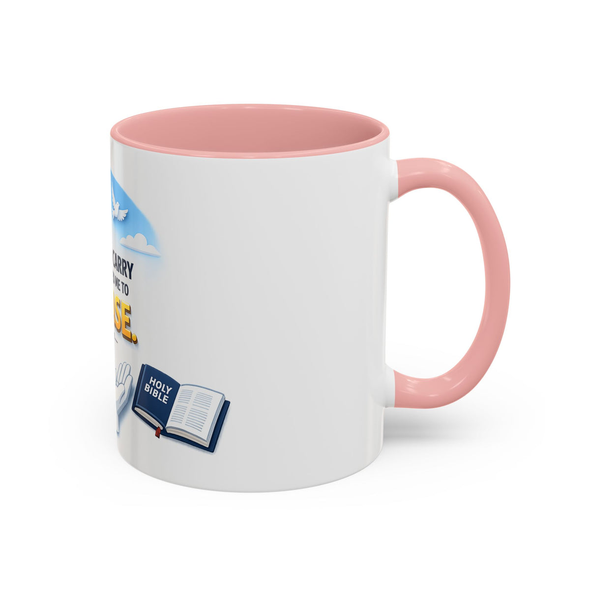 Christian Bible Verse Accent Mug – "Cast Your Burdens" 1 Peter 5:7 Inspirational Coffee Cup (11oz & 15oz)