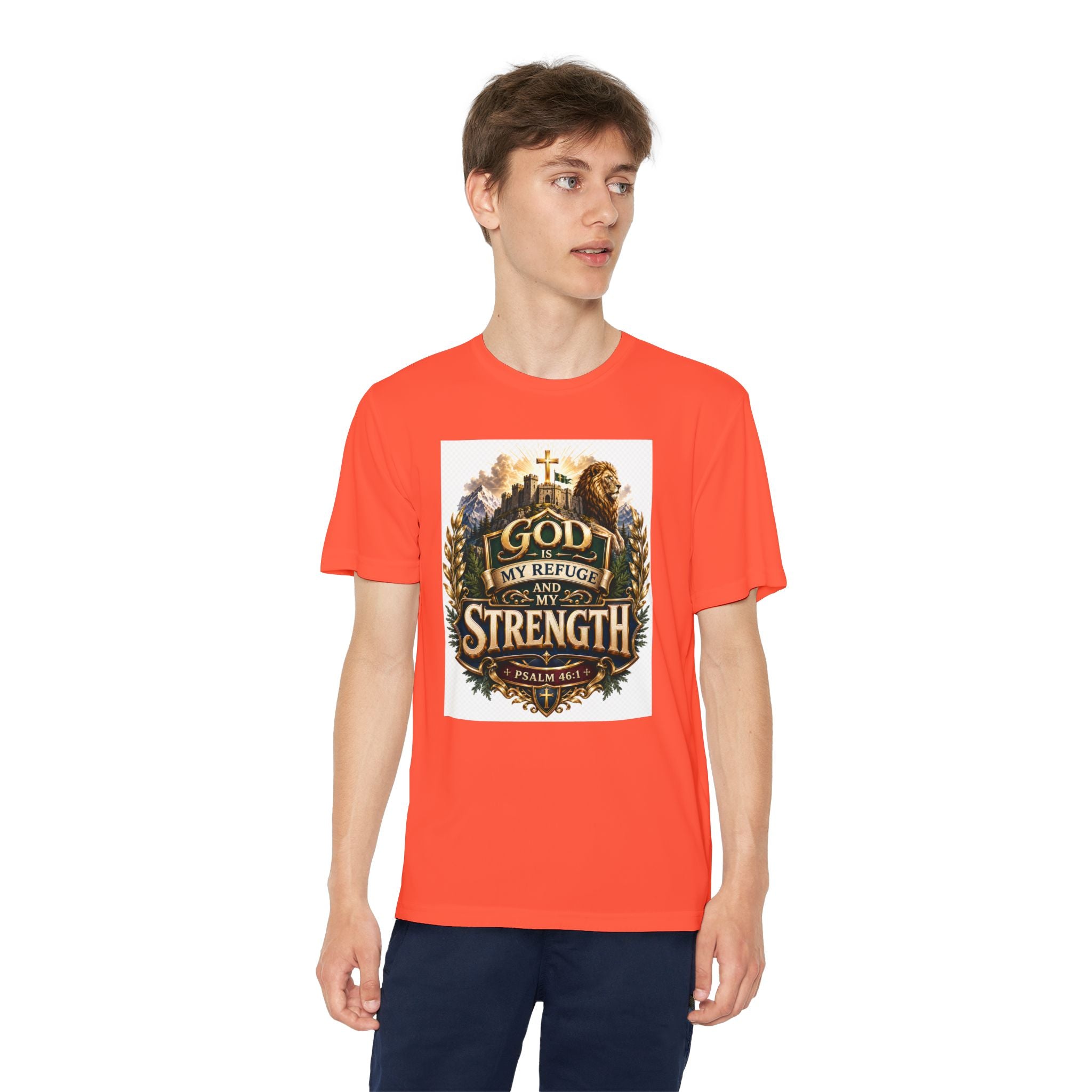 Faith Youth T‑Shirt — "God My Refuge and Strength" Christian Tee (Psalm 46:1)