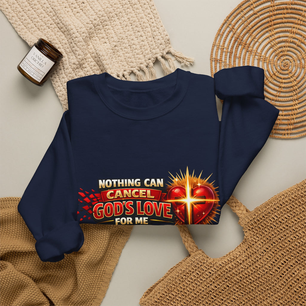 Christian Faith Crewneck Sweatshirt – "Nothing Can Cancel God's Love for Me" Inspirational Ministry Pullover