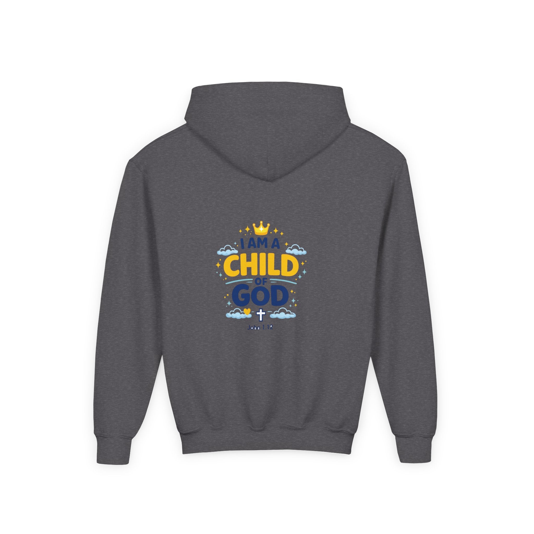 Youth Hoodie — "I Am a Child of God" Christian Kids Pullover (John 1:12)