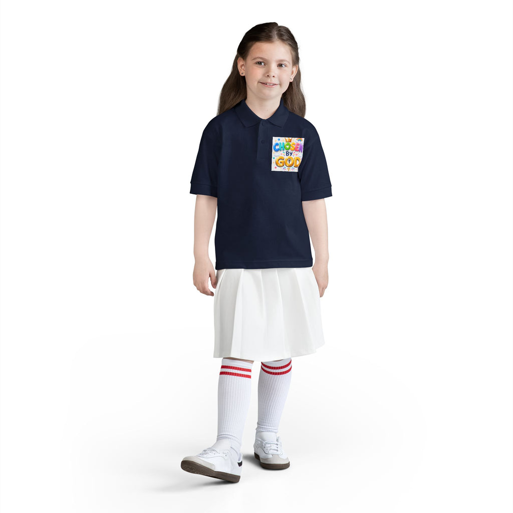 Christian Kids Polo Shirt – "Chosen by God" 1 Peter 2:9 Youth Scripture Tee