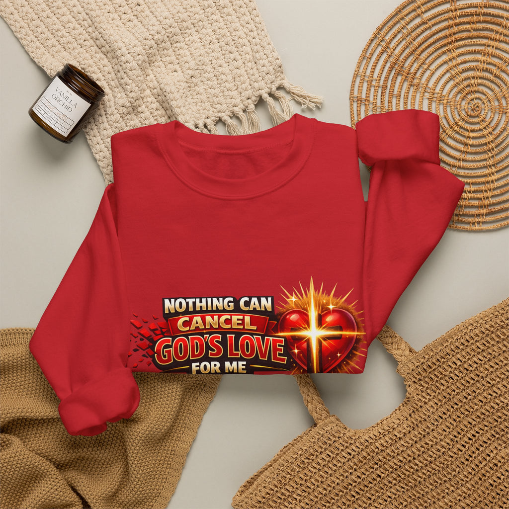 Christian Faith Crewneck Sweatshirt – "Nothing Can Cancel God's Love for Me" Inspirational Ministry Pullover