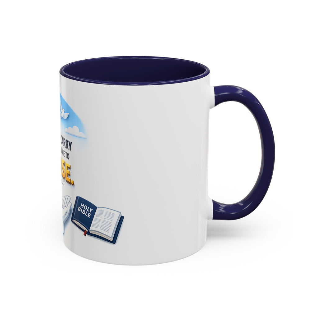 Christian Bible Verse Accent Mug – "Cast Your Burdens" 1 Peter 5:7 Inspirational Coffee Cup (11oz & 15oz)