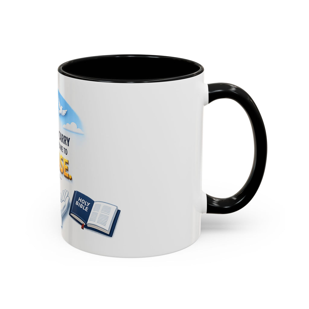 Christian Bible Verse Accent Mug – "Cast Your Burdens" 1 Peter 5:7 Inspirational Coffee Cup (11oz & 15oz)
