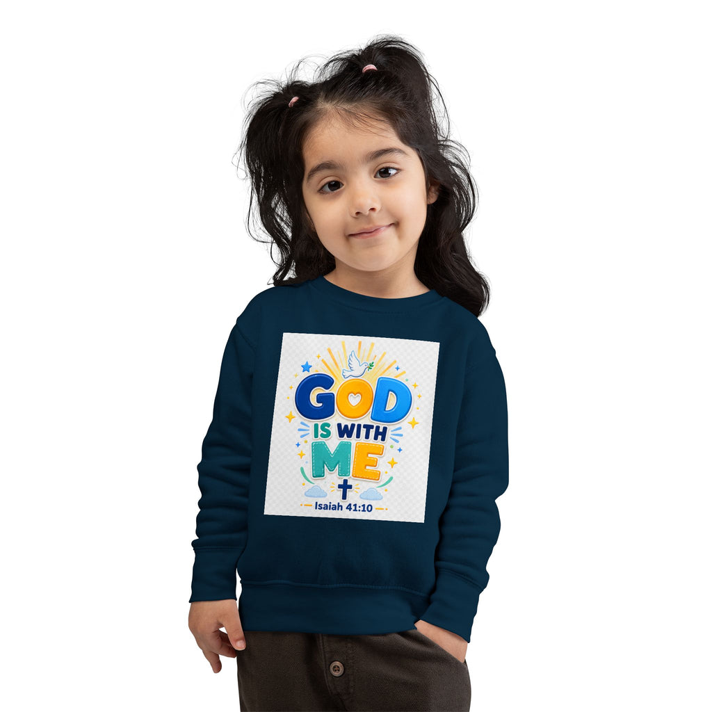 Toddler Sweatshirt - "God Is With Me" Isaiah 41:10 Cute Christian Kids Pullover