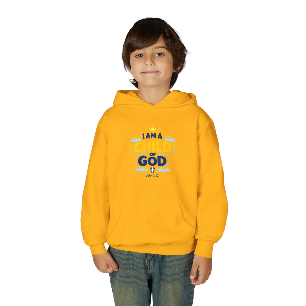 Youth Hoodie — "I Am a Child of God" Christian Kids Pullover (John 1:12)