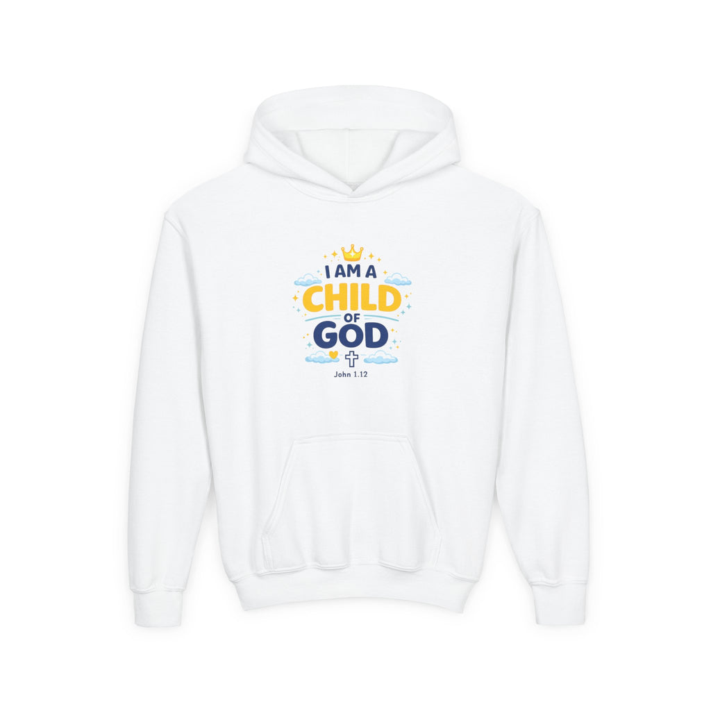 Youth Hoodie — "I Am a Child of God" Christian Kids Pullover (John 1:12)