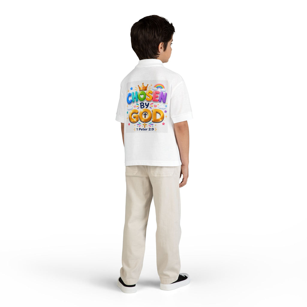 Christian Kids Polo Shirt – "Chosen by God" 1 Peter 2:9 Youth Scripture Tee