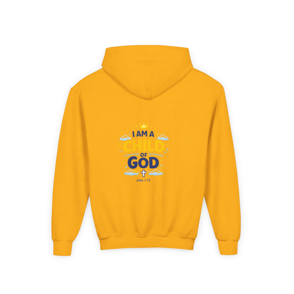 Youth Hoodie — "I Am a Child of God" Christian Kids Pullover (John 1:12)