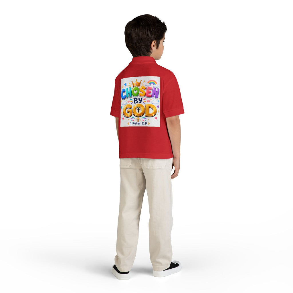 Christian Kids Polo Shirt – "Chosen by God" 1 Peter 2:9 Youth Scripture Tee