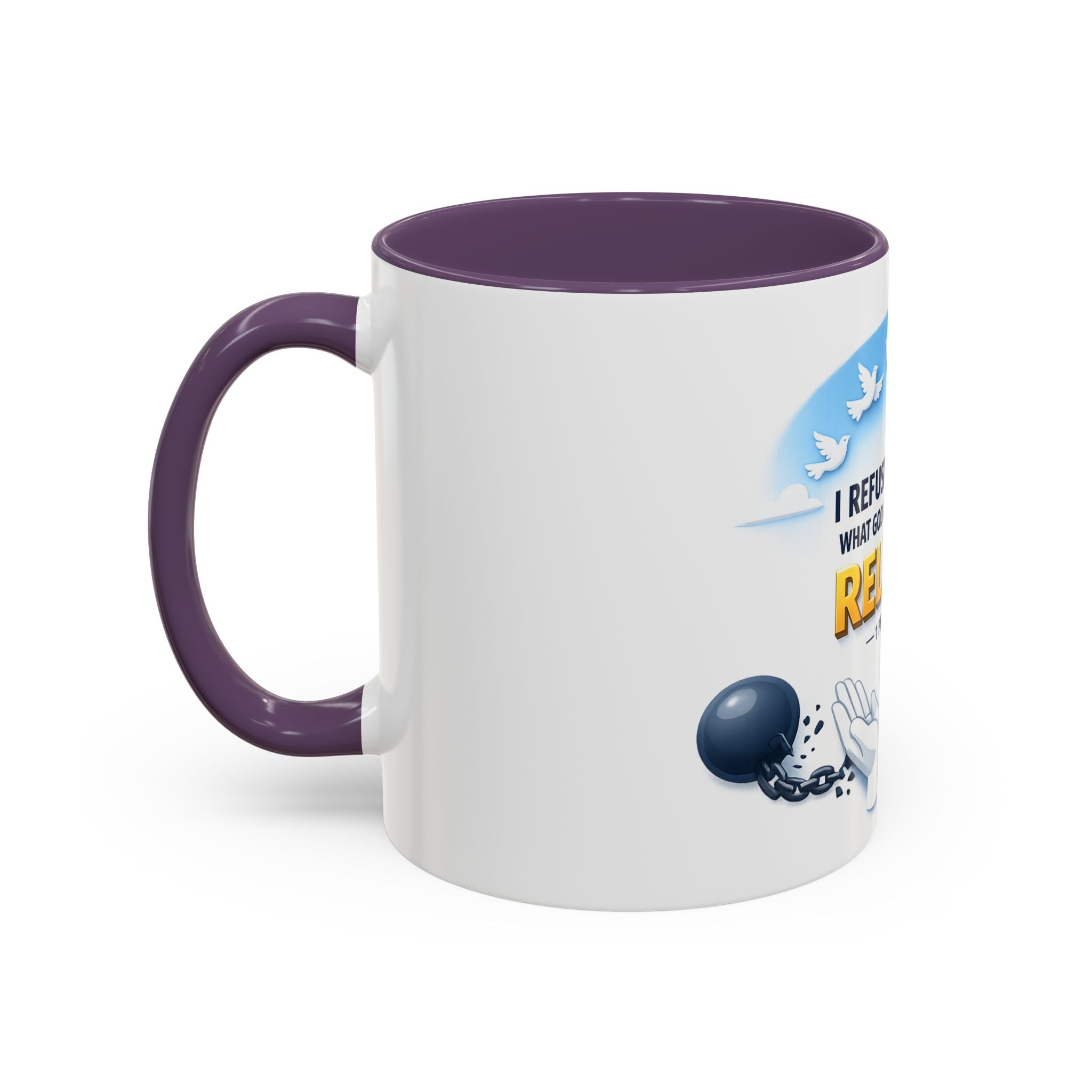 Christian Bible Verse Accent Mug – "Cast Your Burdens" 1 Peter 5:7 Inspirational Coffee Cup (11oz & 15oz)