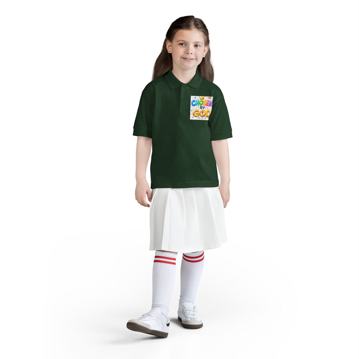 Christian Kids Polo Shirt – "Chosen by God" 1 Peter 2:9 Youth Scripture Tee