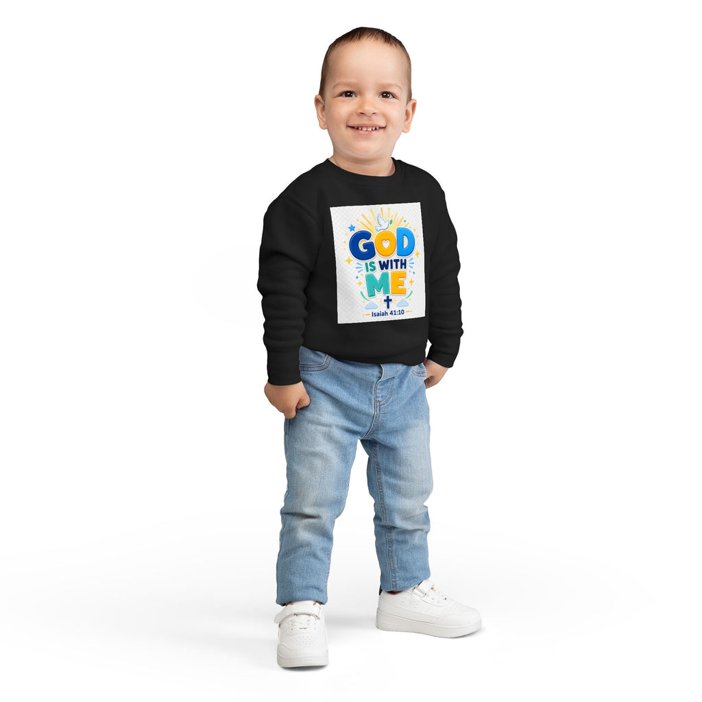 Toddler Sweatshirt - "God Is With Me" Isaiah 41:10 Cute Christian Kids Pullover