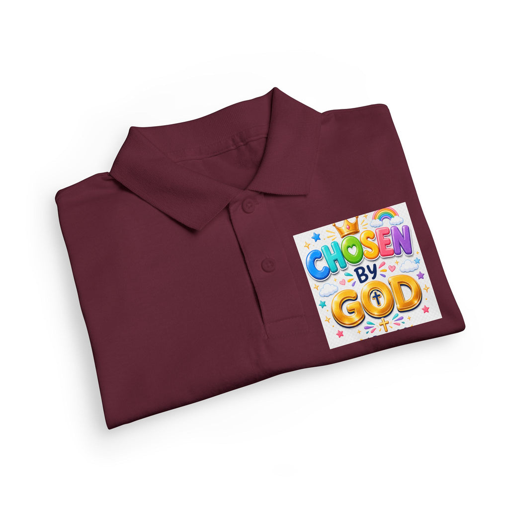 Christian Kids Polo Shirt – "Chosen by God" 1 Peter 2:9 Youth Scripture Tee