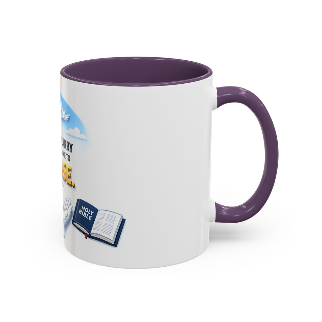 Christian Bible Verse Accent Mug – "Cast Your Burdens" 1 Peter 5:7 Inspirational Coffee Cup (11oz & 15oz)