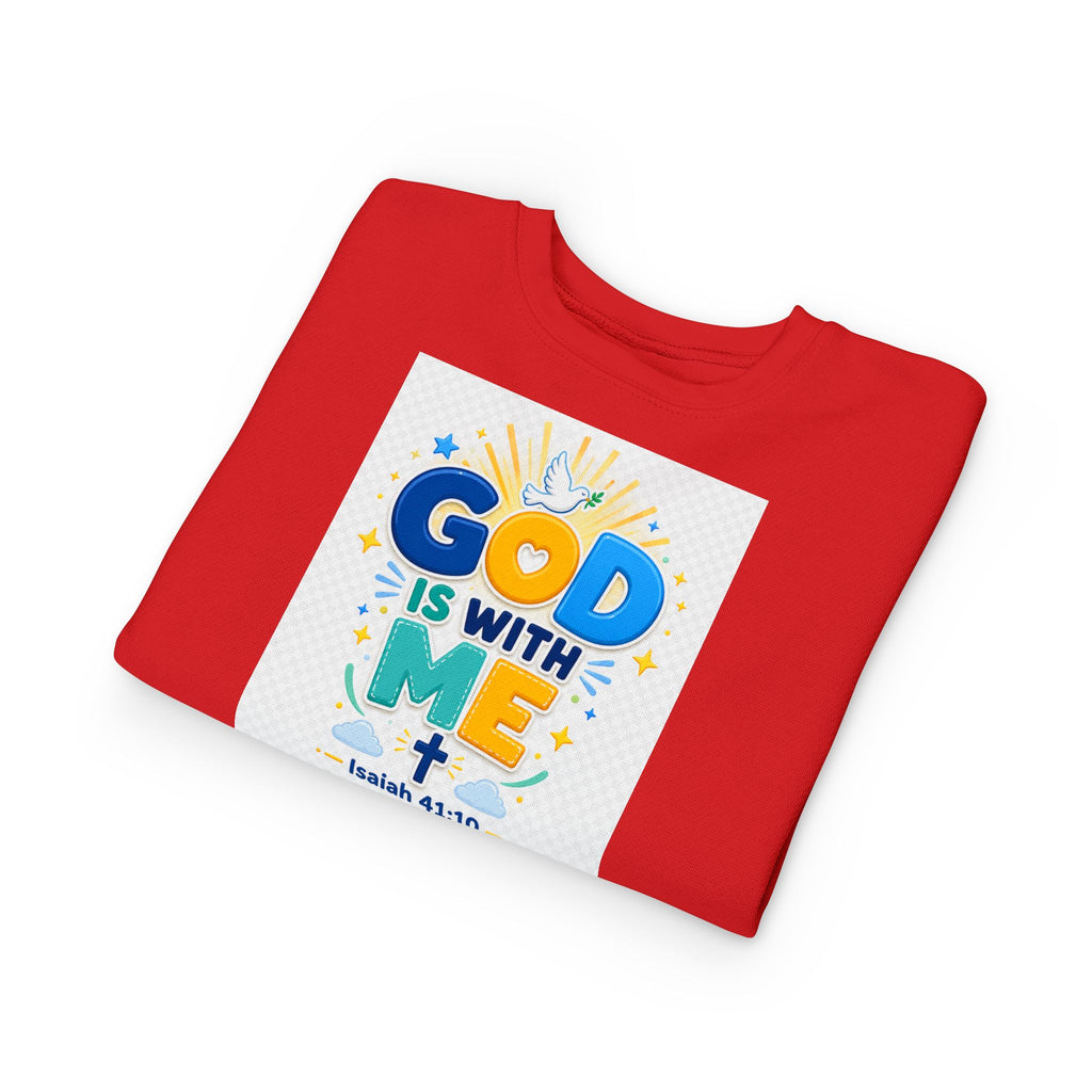 Toddler Sweatshirt - "God Is With Me" Isaiah 41:10 Cute Christian Kids Pullover
