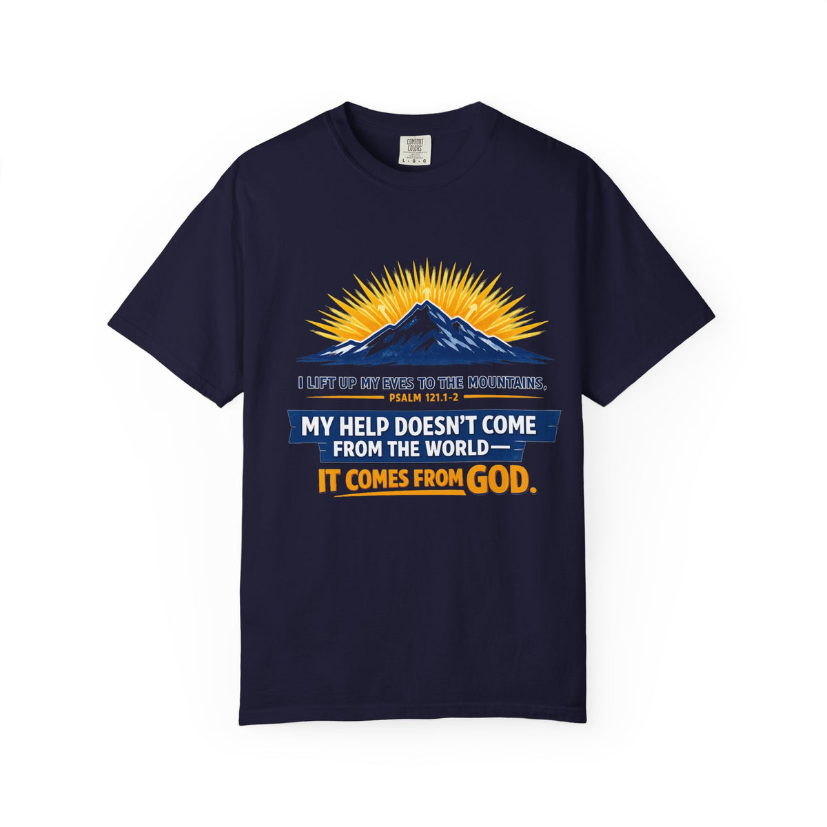 Christian Mountain T-Shirt – "My Help Comes From God" Inspirational Scripture Faith Tee