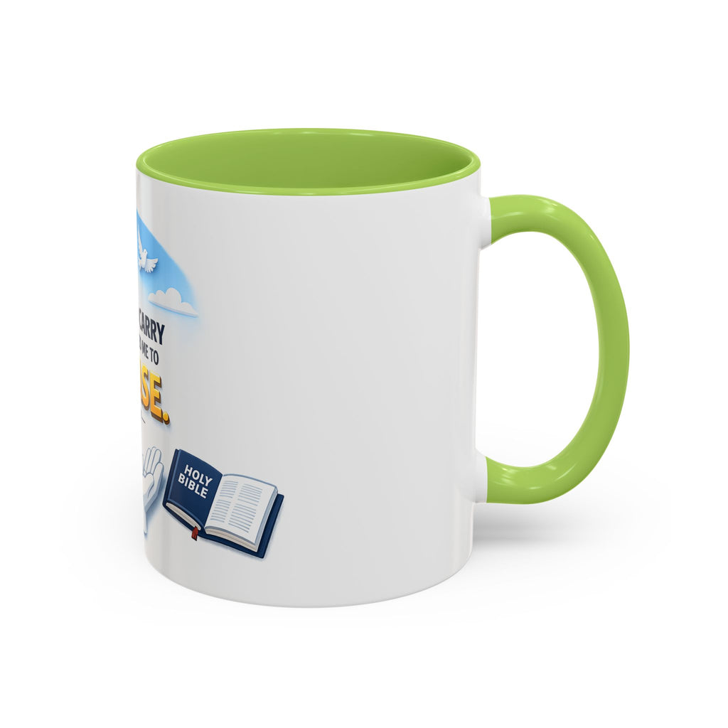 Christian Bible Verse Accent Mug – "Cast Your Burdens" 1 Peter 5:7 Inspirational Coffee Cup (11oz & 15oz)