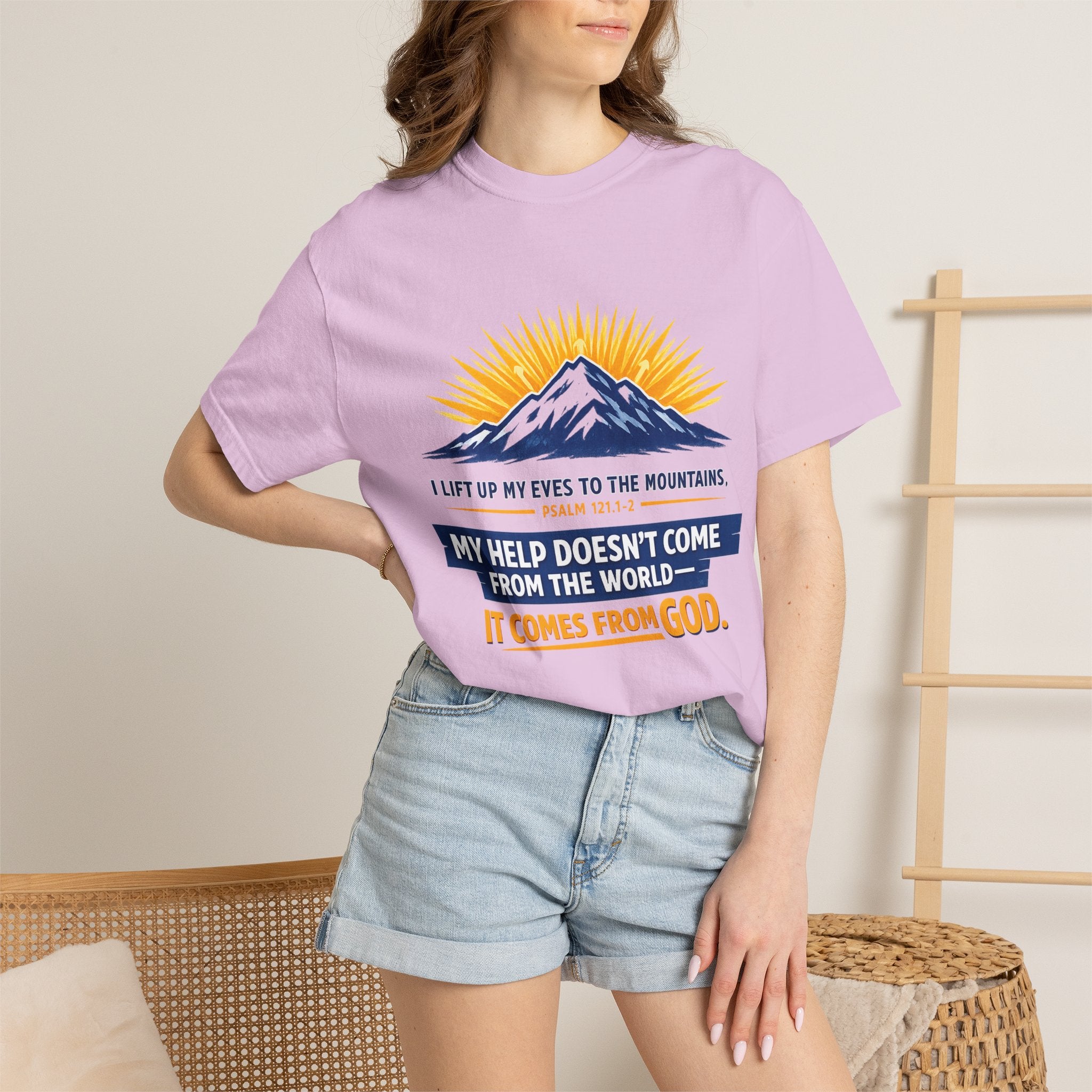 Christian Mountain T-Shirt – "My Help Comes From God" Inspirational Scripture Faith Tee