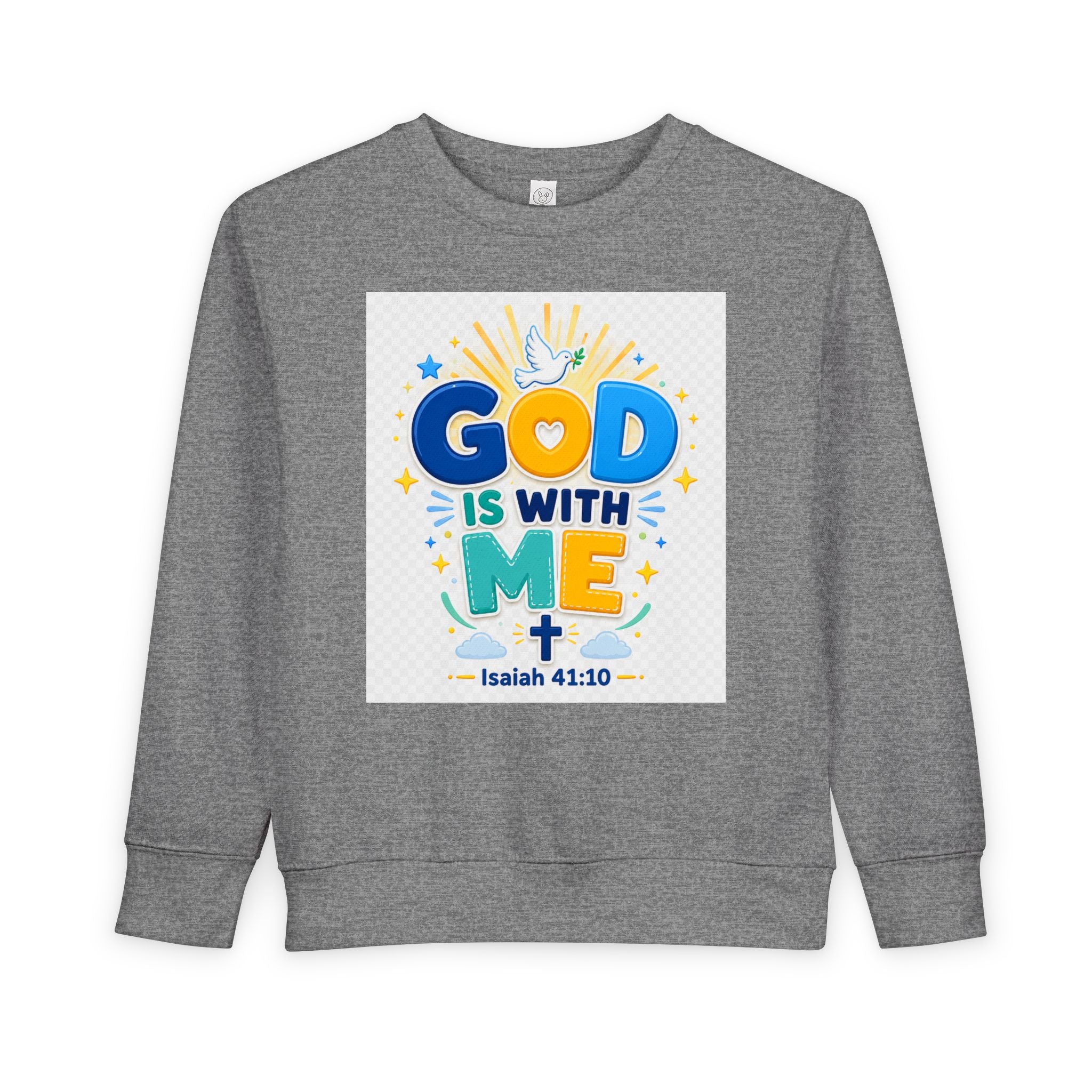 Toddler Sweatshirt - "God Is With Me" Isaiah 41:10 Cute Christian Kids Pullover