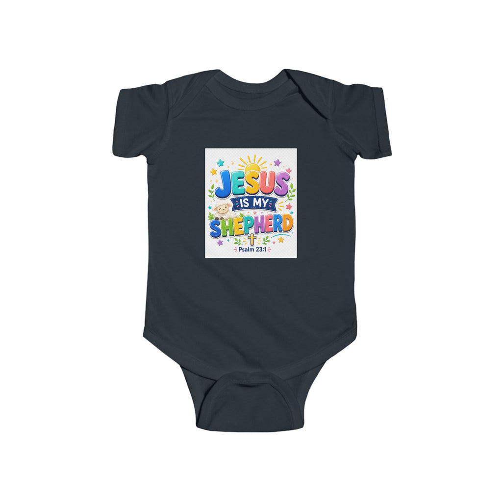 Christian Newborn Baby Onesie – "Jesus Is My Shepherd" Colorful Scripture Infant Bodysuit