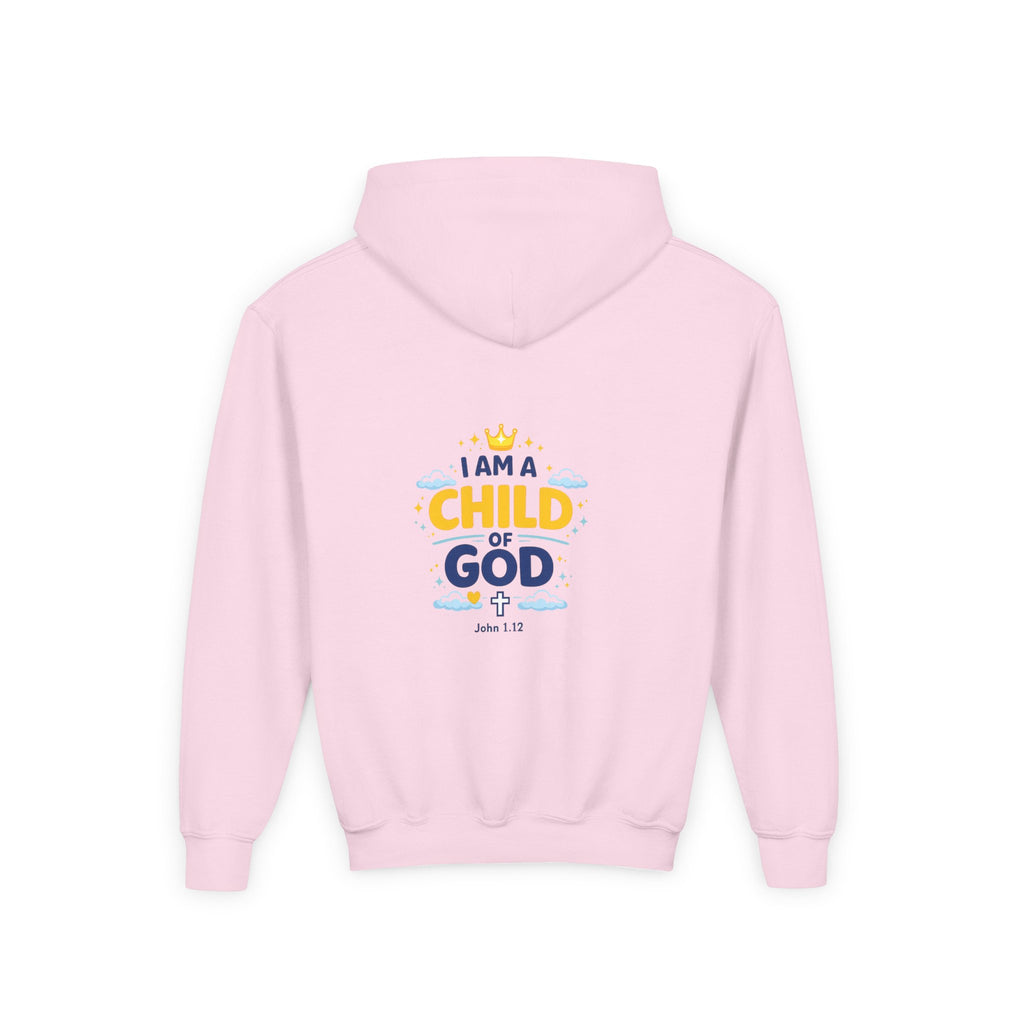 Youth Hoodie — "I Am a Child of God" Christian Kids Pullover (John 1:12)
