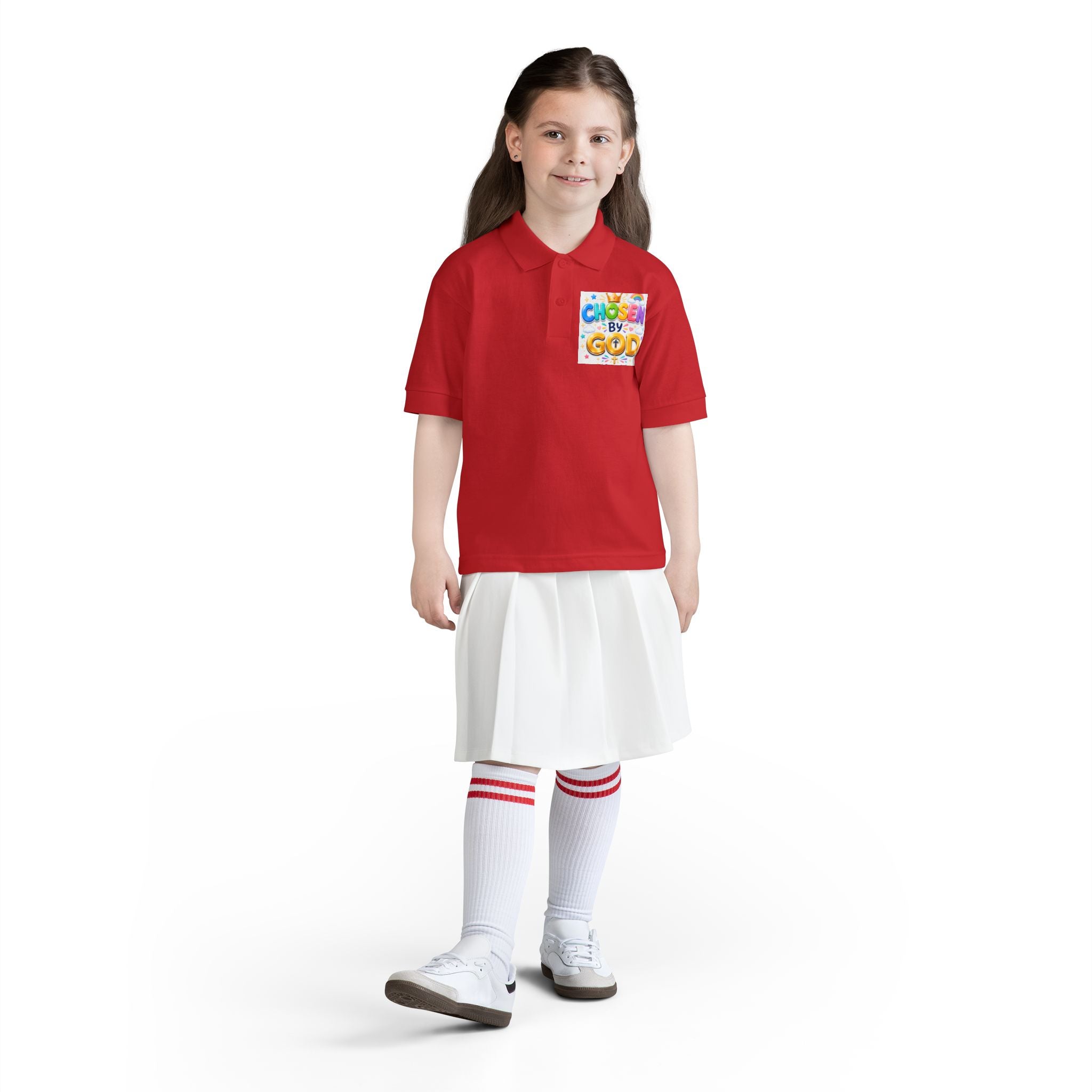 Christian Kids Polo Shirt – "Chosen by God" 1 Peter 2:9 Youth Scripture Tee