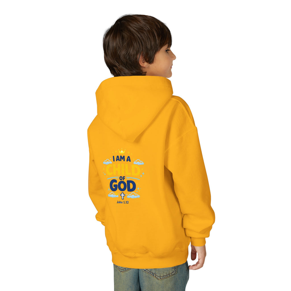 Youth Hoodie — "I Am a Child of God" Christian Kids Pullover (John 1:12)