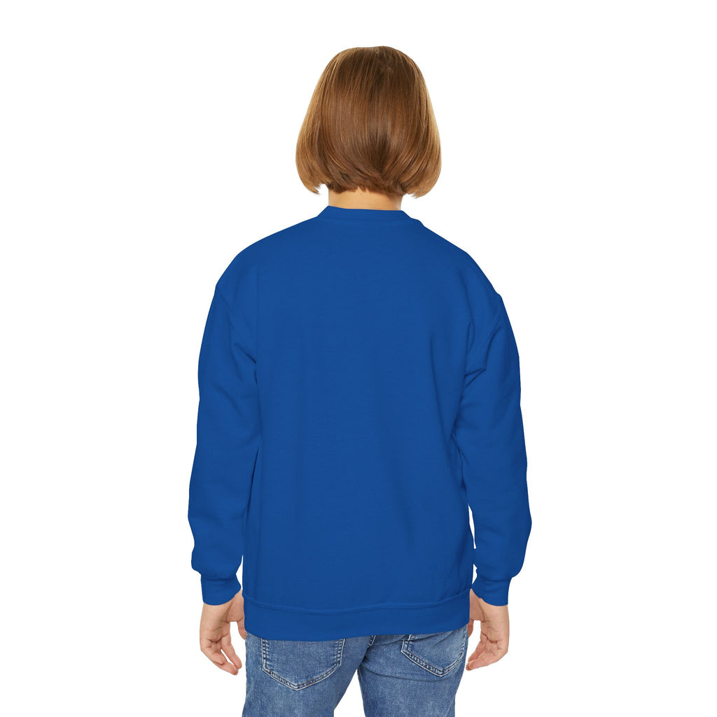 Christian Kids Crewneck Sweatshirt – "The Joy of the Lord Is My Strength" Colorful Floral Faith Pullover