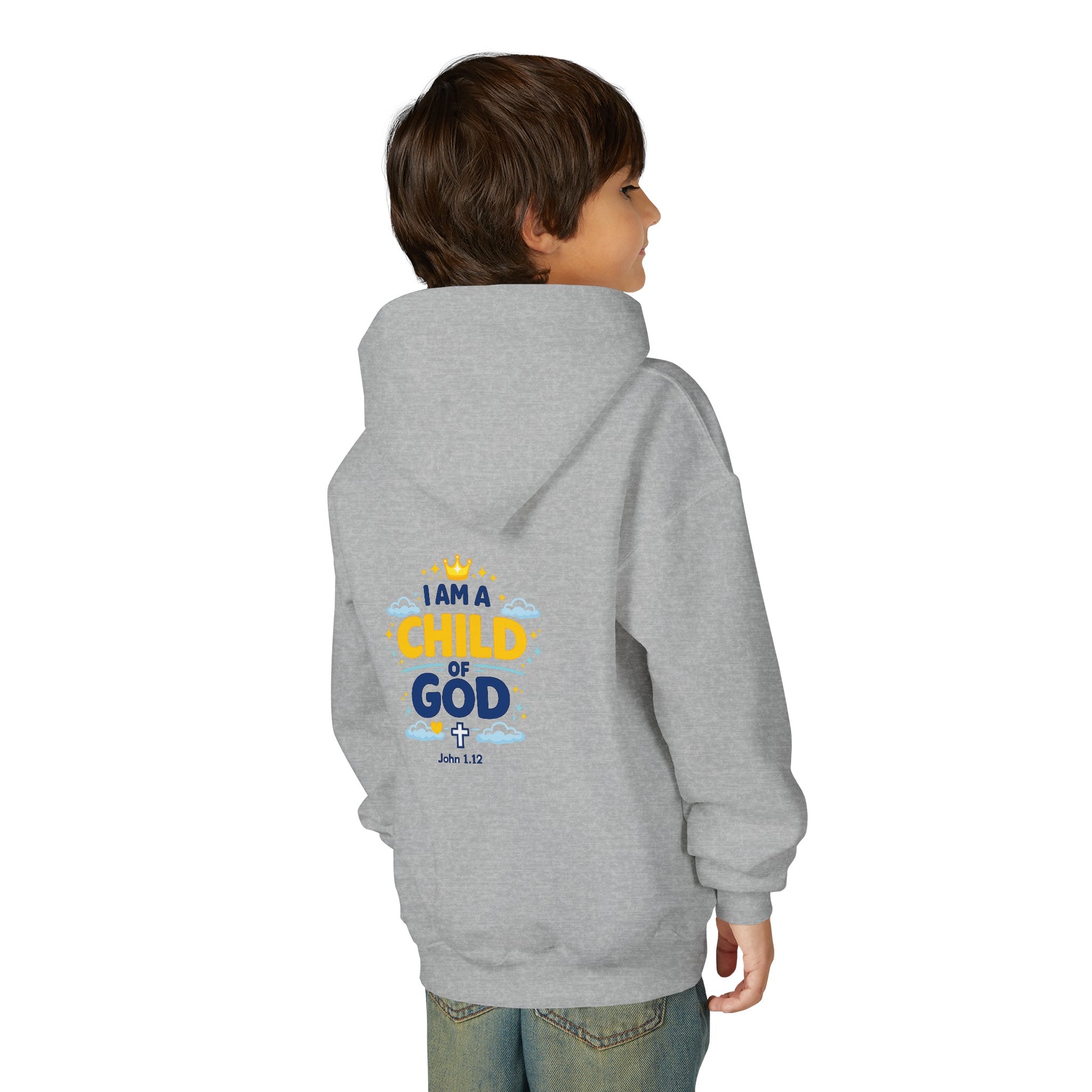 Youth Hoodie — "I Am a Child of God" Christian Kids Pullover (John 1:12)