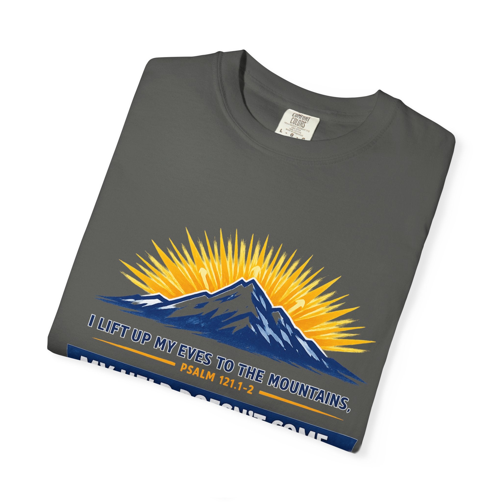Christian Mountain T-Shirt – "My Help Comes From God" Inspirational Scripture Faith Tee