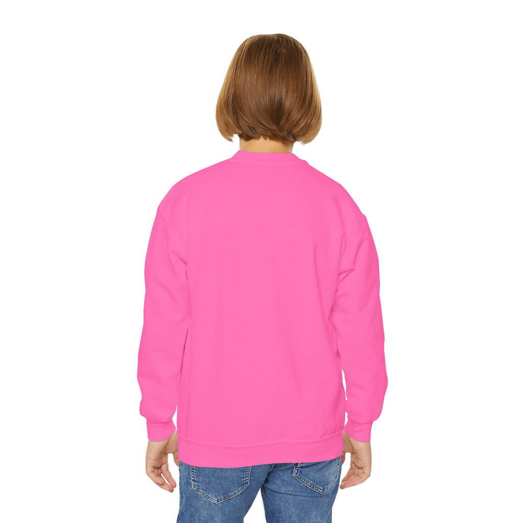 Christian Kids Crewneck Sweatshirt – "The Joy of the Lord Is My Strength" Colorful Floral Faith Pullover