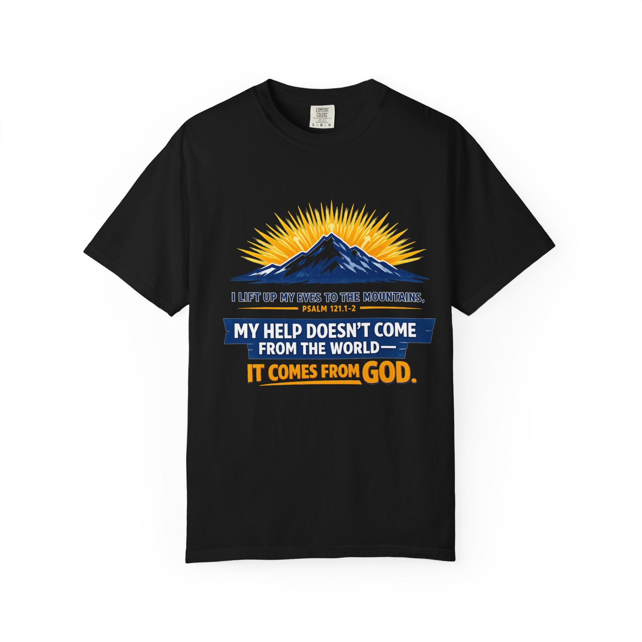 Christian Mountain T-Shirt – "My Help Comes From God" Inspirational Scripture Faith Tee